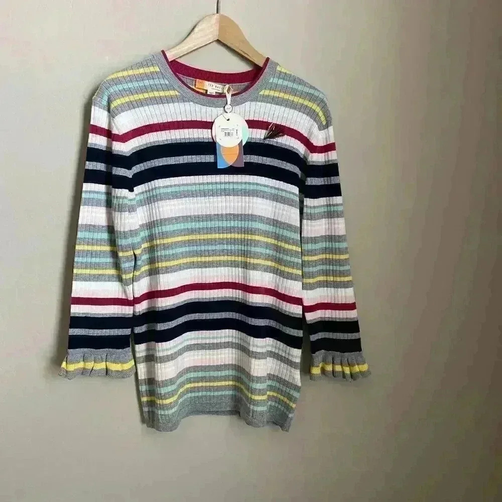 Ted Baker Striped Knit‎ Long Sleeve Top Size 12